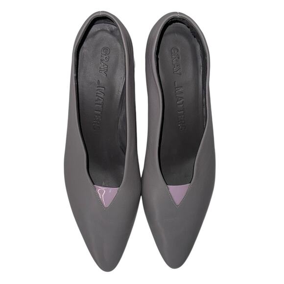Grey Matters Heel Grey Leather Heels Light Purple Accents on Heels Front Size 39 - Picture 4 of 14